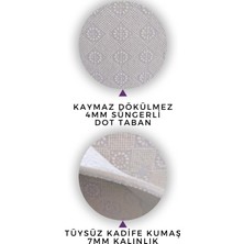 Roslyn Home Düz Renk Beyaz Taban Siyah Çizgili Dekoratif Kilim Ince Yıkanabilir Süngerli Dot Taban Salon Halısı