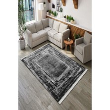 Roslyn Home Dekoratif Eskitme Yıkanabilir Yolluk Gri Renk Halı Kadife Kumaş Dokuma Taban Kilim Mutfak Halısı