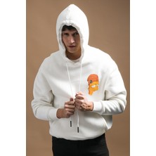 Blow Up Regular Fit Kapşonlu 3 Iplik Kalın Içi Polarlı Kangru Cepli Baskılı Erkek Sweatshirt