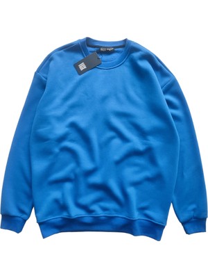 Outlet Çarşım Erkek Sweatshirt Sıfır Yaka Mavi S