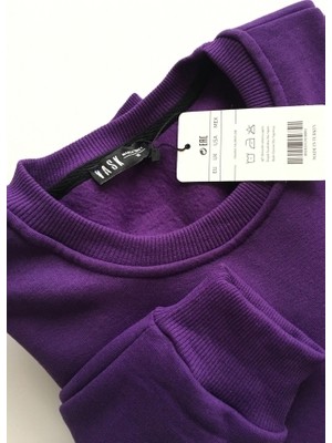 Outlet Çarşım Erkek Sweatshirt 3 Iplik Şardonlu Pamuk Eflatun