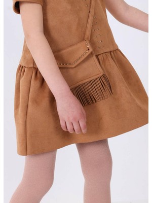 Mayoral 2-9 Yaş Kız Çocuk Süet Elbise Kahverengi