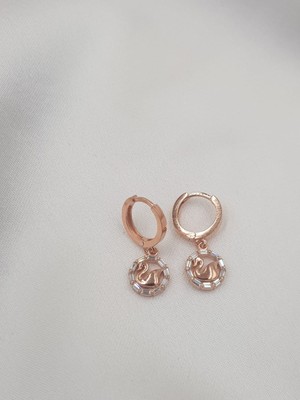 Vogutima Vog Swarovski Model Baget Taşlı Ufak Boy Kuğu Tasarım Rose Renk 925 Ayar Gümüş Küpe