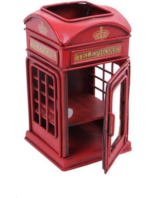 Mevafa Dekoratif Metal Londra Telefon Kulübesi Kalemlik Ve Çerçeveli