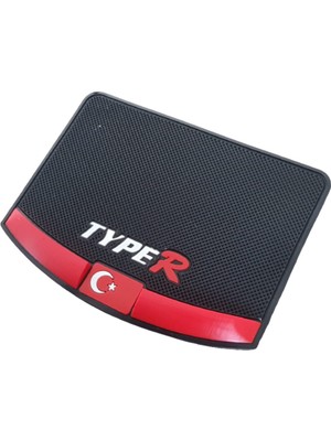 Kaydırmaz Silikonlu Ped Araç Göğüs Torpido Ev Ofis Çok Amaçlı Typer Türk Bayrak Desen 17,5 CMX13,5CM