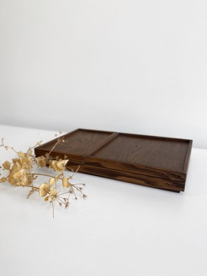 Naturi Recta Chocolate Renk Ahşap Tepsi Sunum Seti 3'lü