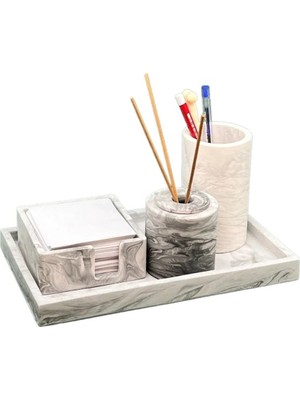 Betonmall Marble Serisi Beton Ofis Organizer Set