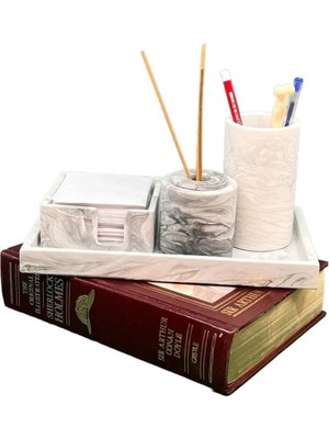 Betonmall Marble Serisi Beton Ofis Organizer Set