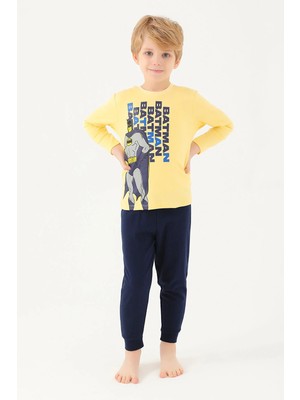 Arnetta Sarı Erkek Çocuk Uzun Kol Pijama Takım Batman L1594-C
