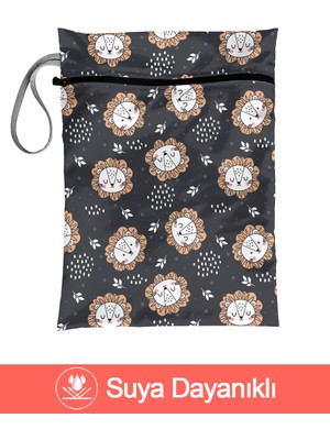 Bunnybons Sweet Lion - Islak/Kuru Kirli Temiz Kıyafet Mayo Bebek Çamaşır Çantası - Sıvı Geçirmez