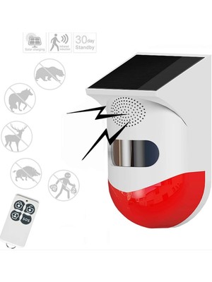 Gaman 1291 Güneş Enerjili Alarm Sensörlü Kumandalı Hırsız Kuş-Karga Ayı-Domuzyabani Hayvan Kovucu Işıklı Alarm 100 Db