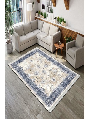 Roslyn Home Eskitme Çiçekli Desen Yıkanabilir Halı Kadife Kumaş Süngerli Dot Taban Kilim Koridor Halısı Yolluk