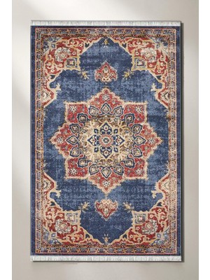 Roslyn Home Klasik Desen Dekoratif Salon Halısı Yıkanabilir Kaymaz Kadife Kumaş Süngerli Dot Taban Kilim