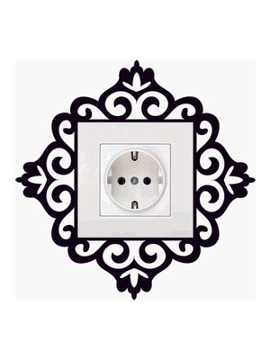 Ddtrend Dekoratif  Priz Kenarı Süsü Ahşap Sticker Siyah Tekli
