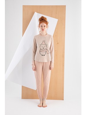 Sevim 13158 Kadın Bisiklet Yaka Uzun Kol Pijama Takım