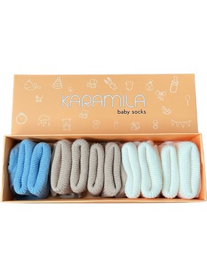 Karamila 5'li Erkek Set Bebek Bambu Çorap - Baby Bamboo Socks - Yenidoğan Çorap