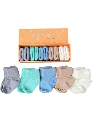 Karamila 5'li Erkek Set Bebek Bambu Çorap - Baby Bamboo Socks - Yenidoğan Çorap