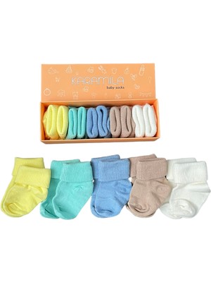 Karamila 5'li Erkek Set Bebek Bambu Çorap - Baby Bamboo Socks - Yenidoğan Çorap