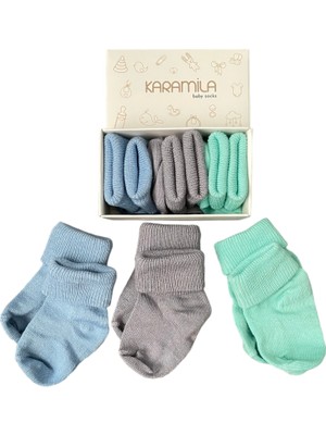Karamila 3'lü Set Bebek Bambu Çorap -Baby Bamboo Socks - Yenidoğan Çorap