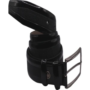 Erkek Kot & Kumaş Siyah Parlak Desenli Rugan  Deri Pantolon Kemeri 3.5cm En