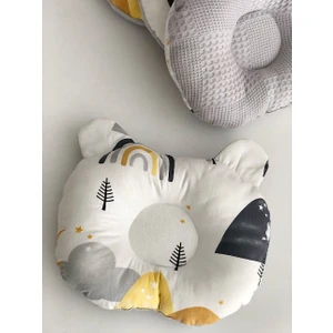 Derin Boutique Gri Dama Sarı Gri Dağ Gökkuşak Poplin Düz Kafa Yastığı