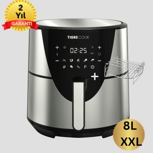 Tıgrecook Xxl Inox Airfryer 8l Sıcak Hava Fritözü 1700 W Yağsız Fritöz FS075A