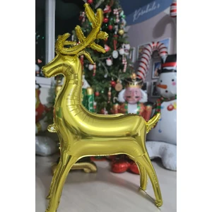 Yılbaşı Gold Geyik Balon Büyük Boy , Ayaklı Yılbaşı Süsü Balonu