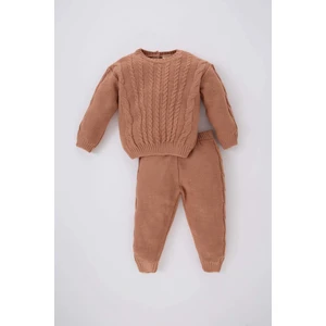Kız Bebek Bisiklet Yaka Kazak Alt Triko 2'li Takım A6257A523WN