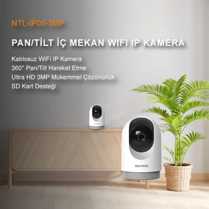 NTL-IP05-3MP 360° Derece Dönebilen 3 Mp Kızılötesi Gece Görüşlü Ip Wifi Ev Güvenlik Kamerası