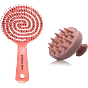 3 Boyutlu Profesyonel Saç Fırçası + Saç Yıkama Tarağı , 2 Li Set