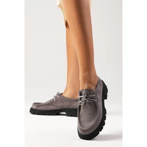 Mio Gusto Hope Gri Renk Kalın Tabanlı Kadın Loafer Ayakkabı