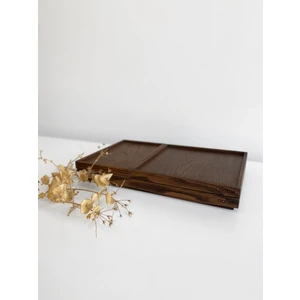 Recta Chocolate Renk Ahşap Tepsi Sunum Seti 3'lü