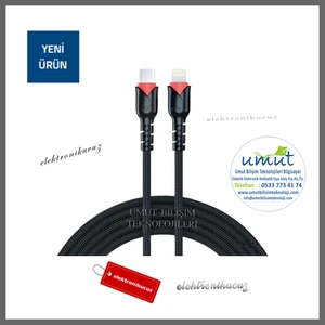 Umut Bilisim Teknolojileri Syrox C130L Pd 30W Type-C To Lightning Iphone Hasir 110 cm Hizli Şarj ve Data Kablosu
