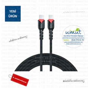 Umut Bilisim Teknolojileri Syrox C130T Pd 30W Type-C To Type-C Hasir 110 cm Hizli Şarj ve Data Kablosu