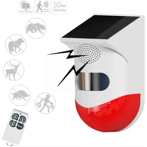 1291 Güneş Enerjili Alarm Sensörlü Kumandalı Hırsız Kuş-Karga Ayı-Domuzyabani Hayvan Kovucu Işıklı Alarm 100 Db