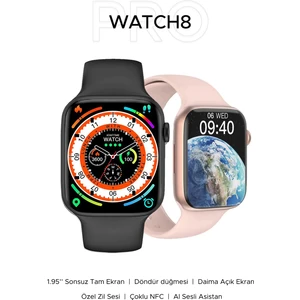 8 Pro Watch 8 Serisi 45MM Bluetooth Arama Nfc Siri Özellikli Ios Android Uyumlu Akıllı Saat Siyah