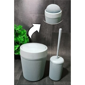Banyo Çöp Kovası Wc Tuvalet Fırçası 2'Li Akrilik Set