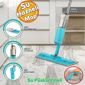 Emay Home Ev Ofis Işyeri Superbright Cam Duvar Parke Zemin Silme Temizleme Püskürtmeli Su Hazneli Mop Sprey Mop