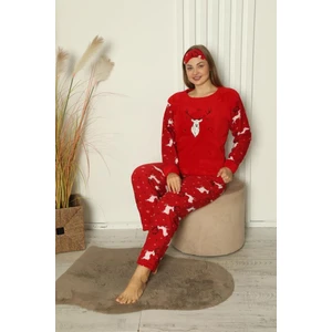 Kadın Yılbaşı Temalı Büyük Beden Cepli Polar Pijama Takımı 2122