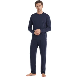 Erkek Uzun Kollu Lacivert Pijama Takımı 40089