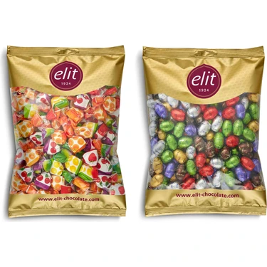 Elit Chocoeggy Yumurta 1 kg- Karışık Meyve Dolgulu Şeker 1 kg 2'li Set