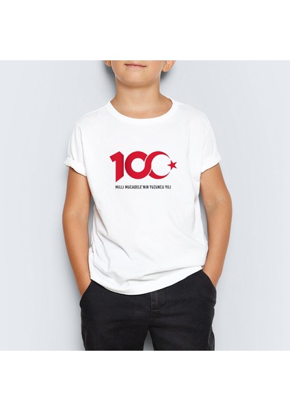 Cumhuriyetin 100.YILI Baskılı Unisex Çocuk Tişört T-Shirt Mr-01 fiyatları