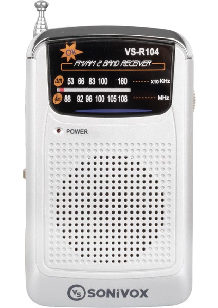 Sonıvox VS-R104 Gümüş Renk Cep Tipi Analog Fm Radyo