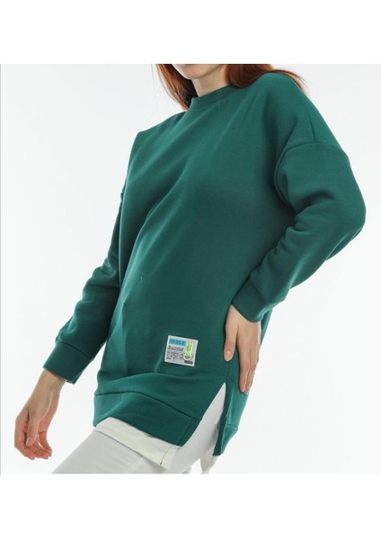 Gokilibutik Içi Şardonlu Yeşil Bisiklet Yaka Sweat