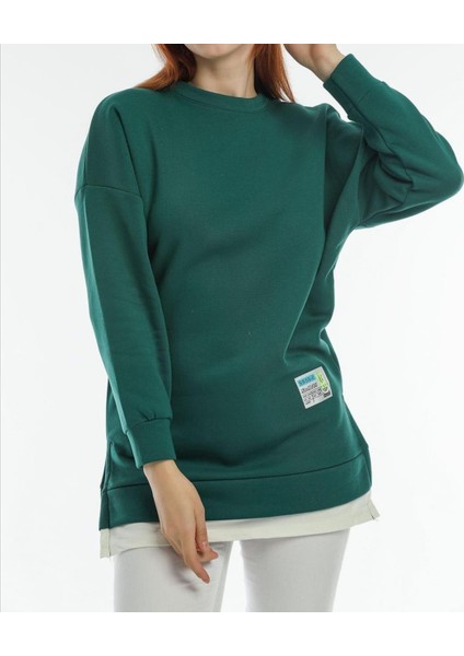 Gokilibutik Içi Şardonlu Yeşil Bisiklet Yaka Sweat modelleri
