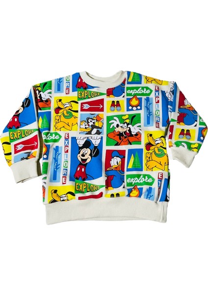 Çizgi Karakterli Bej Erkek Çocuk Eşofman Pijama Takımı