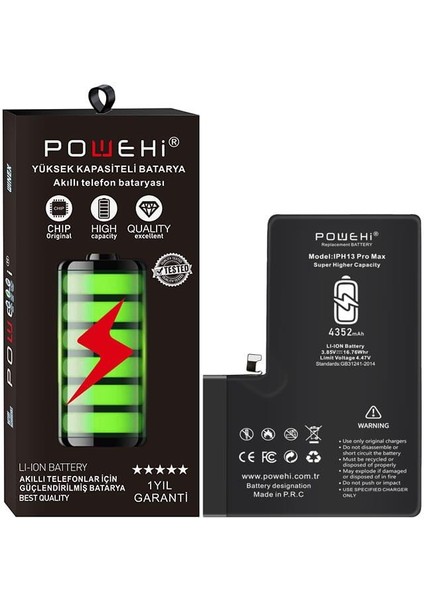 Apple Iphone 13 Pro Max Güçlendirilmiş Batarya Pil 4352 Mah