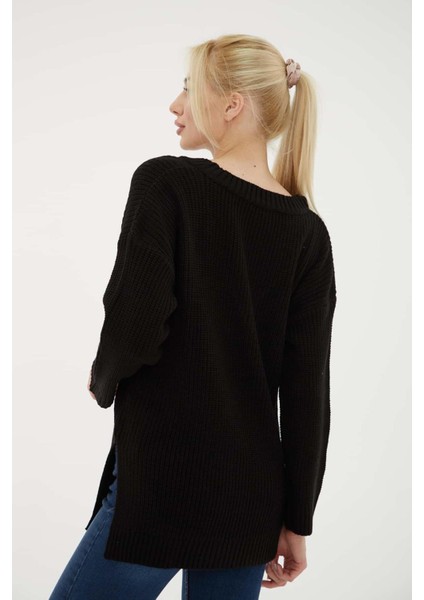23K0145K1 Kadın V Yaka Oversize Kazak indirimleri