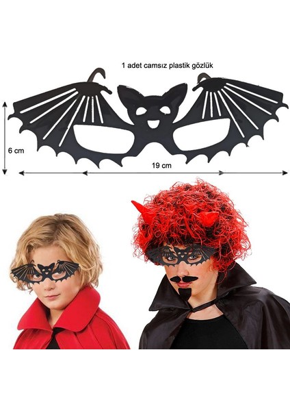 Halloween Camsız Yarasa Şekilli Parti Gözlüğü 1 Adet Siyah Renk fiyatları