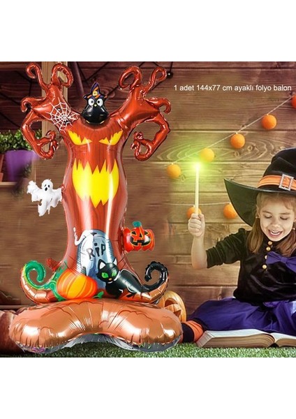 Halloween Ağaçı Şekilli Süpershape Folyo Balon 144X77 cm 1 Adet